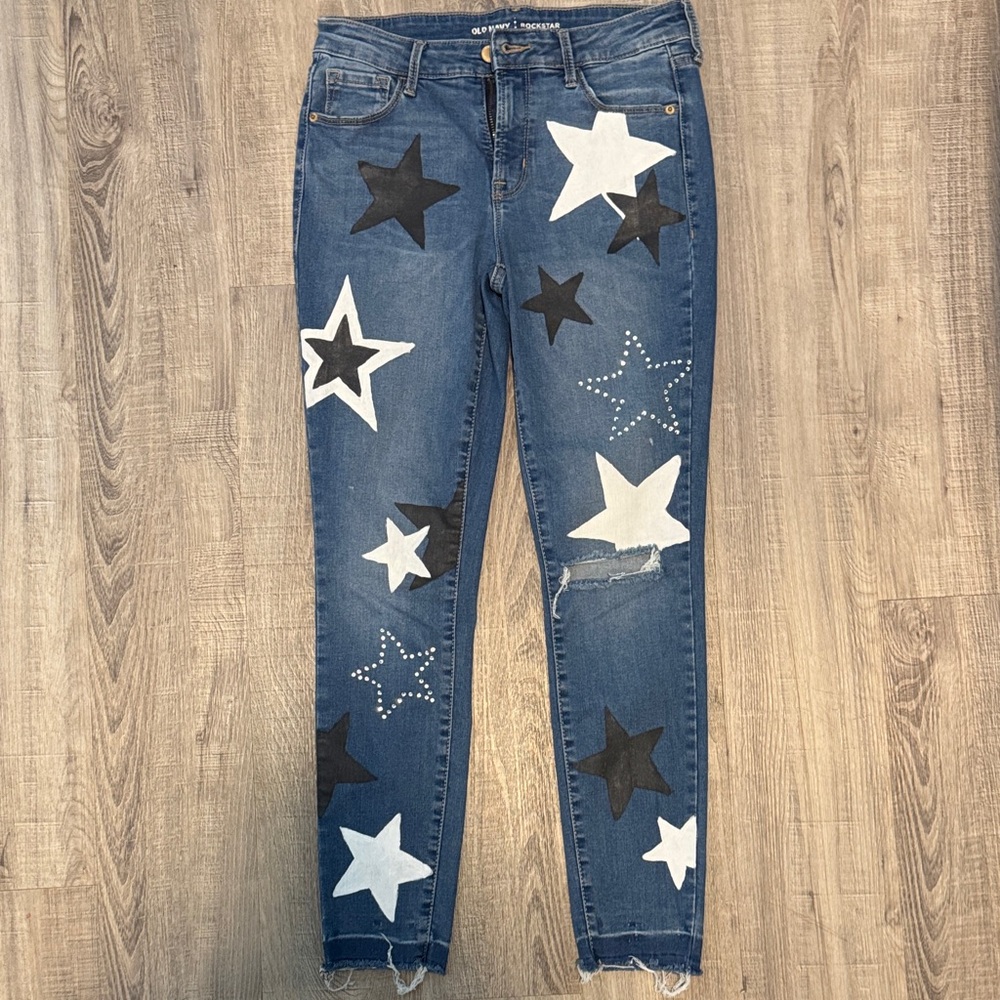Old Navy Blue Star-Patterned Skinny Jeans